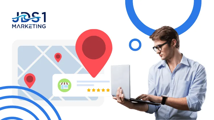 Man researching how to find keywords for local SEO on a laptop