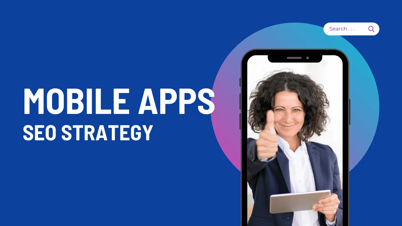 Businesswoman giving a thumbs-up with mobile phone, representing successful mobile app SEO strategy.