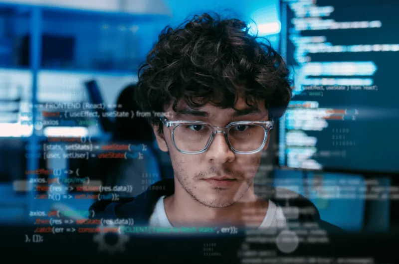 AI analyzing data and code for SEO strategy automation and performance optimization